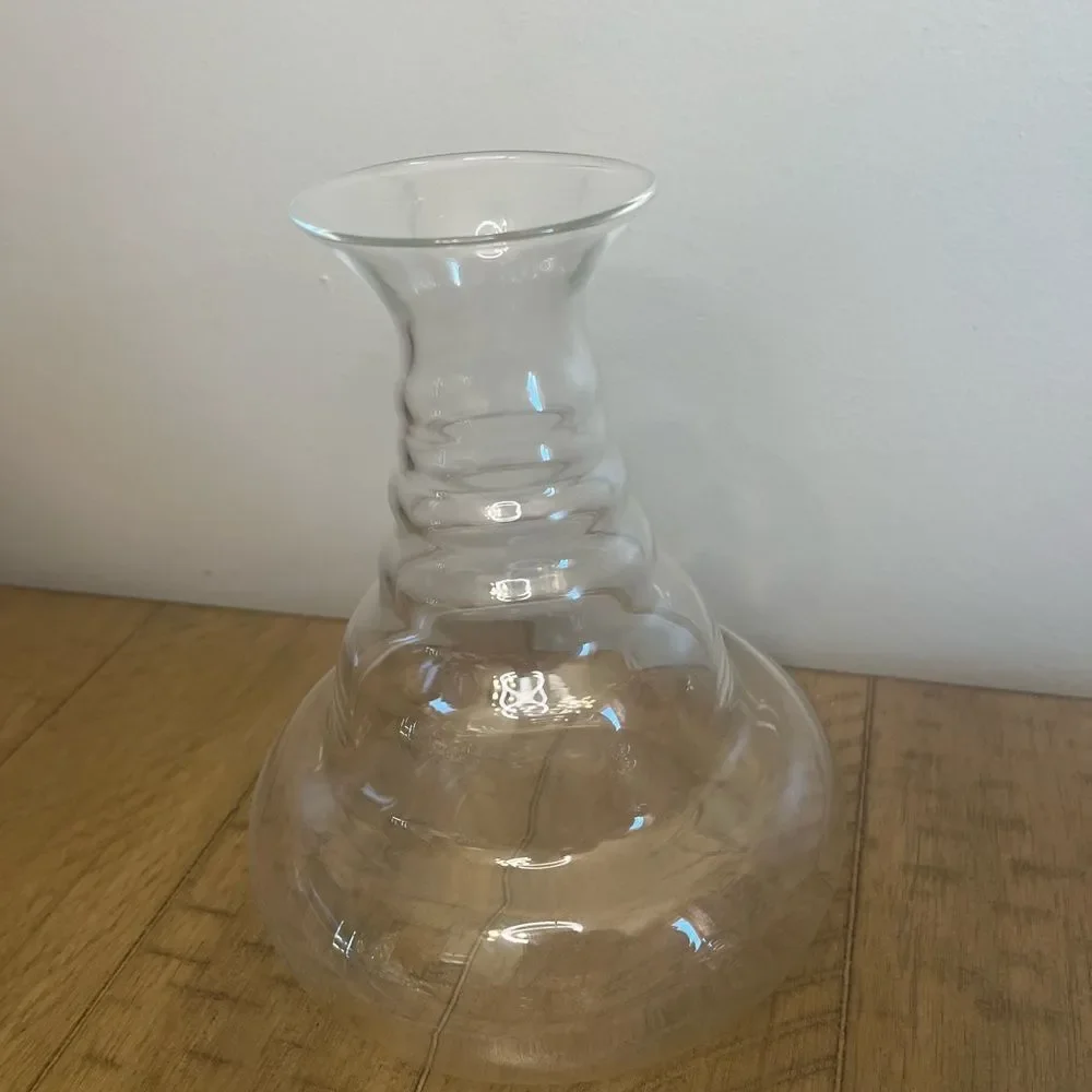 Clear Ribbed Glass Carafe Decanter With Solid Glass Stopper